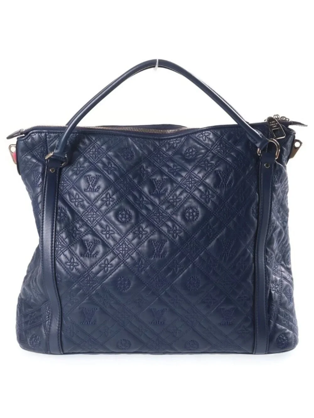 Louis Vuitton Monogram Antia Ixia MM 2-Way Shoulder Bag Navy Leather Silver